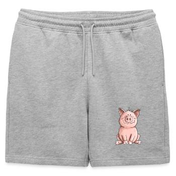 Cochon heureux - Short de survêtement homme premium - gris chiné - Devant - AI Model Male 178 light (178cm)
