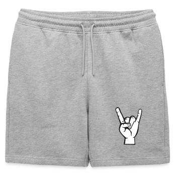 Main avec le symbole Rock-Metal-Satan - Short de survêtement homme premium - gris chiné - Devant - AI Model Male 178 light (178cm)