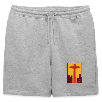 OVNI des années 70 au-dessus de la ville - Short de survêtement homme premium - gris chiné - Devant - AI Model Male 178 light (178cm)