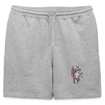 Nordic Wild Girl - Mens' Premium Organic Sweatshorts - heather grey - Front - AI Model Male 178 light (178cm)
