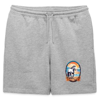 Cheval sur la plage - Short de survêtement homme premium - gris chiné - Devant - AI Model Male 178 light (178cm)
