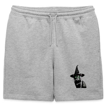 Chat Yeux Verts Chapeau Sorcière Walpurgis Nuit - Short de survêtement homme premium - gris chiné - Devant - AI Model Male 178 light (178cm)