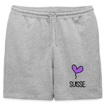 SUISSE. PAYS. GENEVE. SUISSE. HUMOUR. PAYS - Short de survêtement homme premium - gris chiné - Devant - AI Model Male 178 light (178cm)