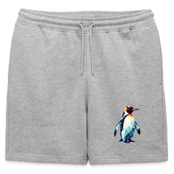 Polygonal Penguin - Mens' Premium Organic Sweatshorts - heather grey - Front - AI Model Male 178 light (178cm)