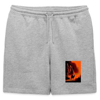 Petra Camel - Mens' Premium Organic Sweatshorts - heather grey - Front - AI Model Male 178 light (178cm)