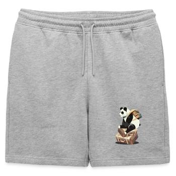 Panda assis sur des valises, prêt pour de nouvelles aventures - Short de survêtement homme premium - gris chiné - Devant - AI Model Male 178 light (178cm)