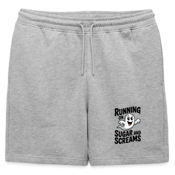 Courir au sucre et aux cris - Short de survêtement homme premium - gris chiné - Devant - AI Model Male 178 light (178cm)