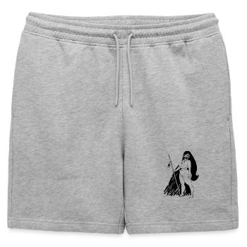 She's all that - Mens' Premium Organic Sweatshorts - heather grey - Front - AI Model Male 178 light (178cm)