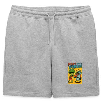 Le puissant brocoli contre la menace du soda - Short de survêtement homme premium - gris chiné - Devant - AI Model Male 178 light (178cm)