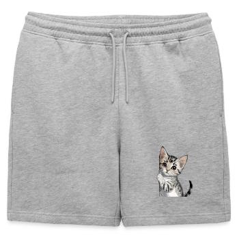 Chaton mignon regardant au coin de la rue - Short de survêtement homme premium - gris chiné - Devant - AI Model Male 178 light (178cm)