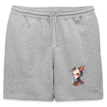 Anime Manga Fille - Cyborg Kitsune-XR7 - Short de survêtement homme premium - gris chiné - Devant - AI Model Male 178 light (178cm)