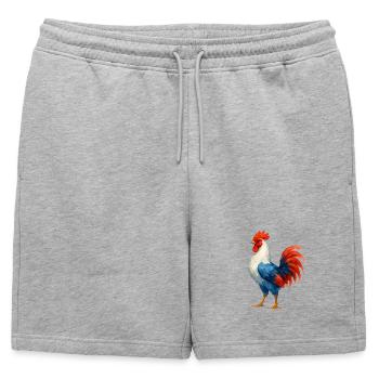 Coq flamboyant bleu blanc rouge - France Patriote - Short de survêtement homme premium - gris chiné - Devant - AI Model Male 178 light (178cm)