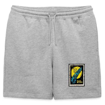 Timbre avec du blé d’Ukraine - Short de survêtement homme premium - gris chiné - Devant - AI Model Male 178 light (178cm)