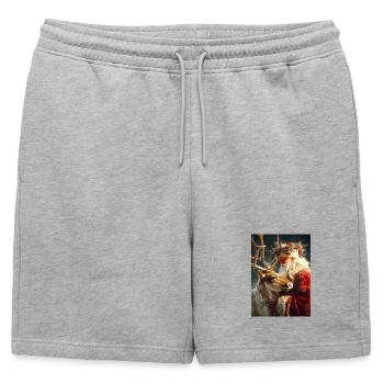 Étreinte hivernale du Père Noël et des rennes - Short de survêtement homme premium - gris chiné - Devant - AI Model Male 178 light (178cm)