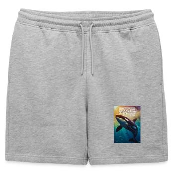Orca Underwater Hope Verse - Short de survêtement homme premium - gris chiné - Devant - AI Model Male 178 light (178cm)
