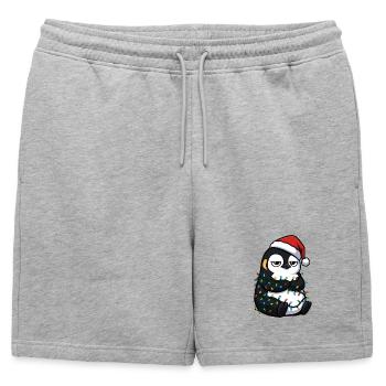 Mürrischer Pinguin Weihnachten Clumsy Santa Verhed - Short de survêtement homme premium - gris chiné - Devant - AI Model Male 178 light (178cm)