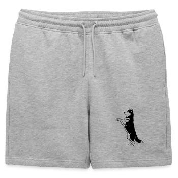 Vecteur de silhouette du chien debout - Short de survêtement homme premium - gris chiné - Devant - AI Model Male 178 light (178cm)