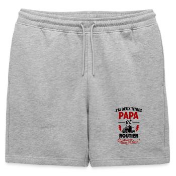 Papa et Chauffeur poids lourd routier idée cadeau - Short de survêtement homme premium - gris chiné - Devant - AI Model Male 178 light (178cm)