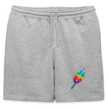 Katana Splash Art - Sabres Japonais Art Samouraï - Short de survêtement homme premium - gris chiné - Devant - AI Model Male 178 light (178cm)