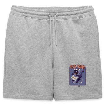 Rejouer : Retro Cat avec console de jeu - Short de survêtement homme premium - gris chiné - Devant - AI Model Male 178 light (178cm)
