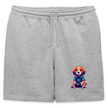 Beagle Gaming Gamer Gaming Gaming Video Games - Mens' Premium Organic Sweatshorts - heather grey - Front - AI Model Male 178 light (178cm)