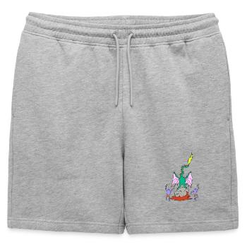 Dragon Fighter - Mens' Premium Organic Sweatshorts - heather grey - Front - AI Model Male 178 light (178cm)
