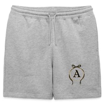 A - Boucle circulaire Or noir - Short de survêtement homme premium - gris chiné - Devant - AI Model Male 178 light (178cm)