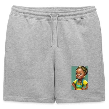 Petite Fille Afro Colorée - Short de survêtement homme premium - gris chiné - Devant - AI Model Male 178 light (178cm)