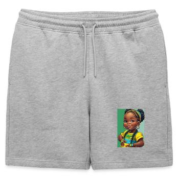Enfant Afro coloré en braids - Short de survêtement homme premium - gris chiné - Devant - AI Model Male 178 light (178cm)