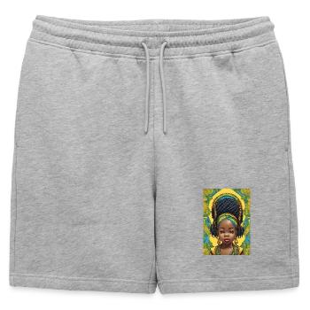 Portrait Afro Rastafari enfant - Short de survêtement homme premium - gris chiné - Devant - AI Model Male 178 light (178cm)