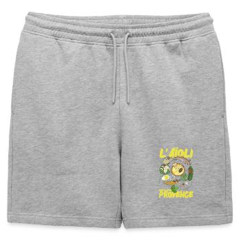 Aïoli Provençal Illustré - Short de survêtement homme premium - gris chiné - Devant - AI Model Male 178 light (178cm)