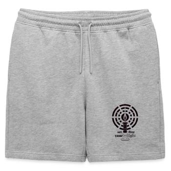 Dark Magenta Glow – Bougie Art déco minimaliste - Short de survêtement homme premium - gris chiné - Devant - AI Model Male 178 light (178cm)