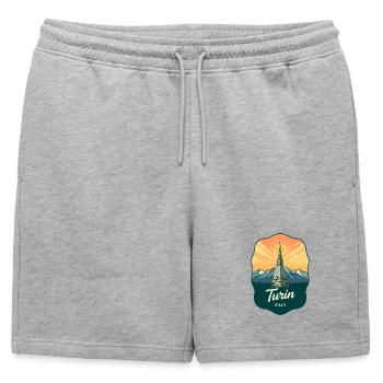 Turin Mole Antonelliana Vintage Travel Badge - Mens' Premium Organic Sweatshorts - heather grey - Front - AI Model Male 178 light (178cm)