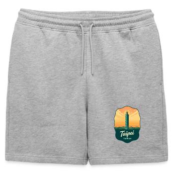 Taipei 101 Taiwan Vintage Sunset Travel Badge - Short de survêtement homme premium - gris chiné - Devant - AI Model Male 178 light (178cm)