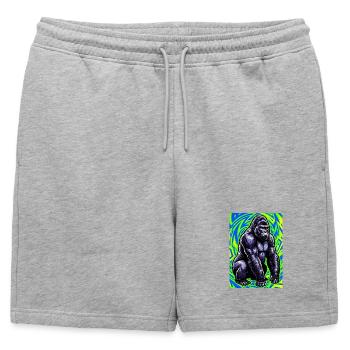 gorille - Short de survêtement homme premium - gris chiné - Devant - AI Model Male 178 light (178cm)