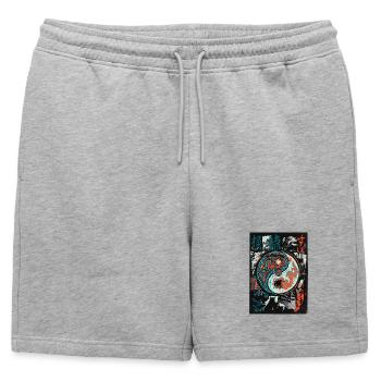 Yin et Yang cool - Short de survêtement homme premium - gris chiné - Devant - AI Model Male 178 light (178cm)
