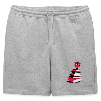 Un rat de bibliothèque avec un livre - Short de survêtement homme premium - gris chiné - Devant - AI Model Male 178 light (178cm)