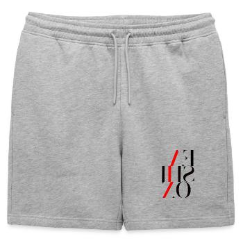 Graphically powerful with red lightning bolt - Mens' Premium Organic Sweatshorts - heather grey - Front - AI Model Male 178 light (178cm)