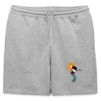grue de couronne esthétiquement dessinée - Short de survêtement homme premium - gris chiné - Devant - AI Model Male 178 light (178cm)
