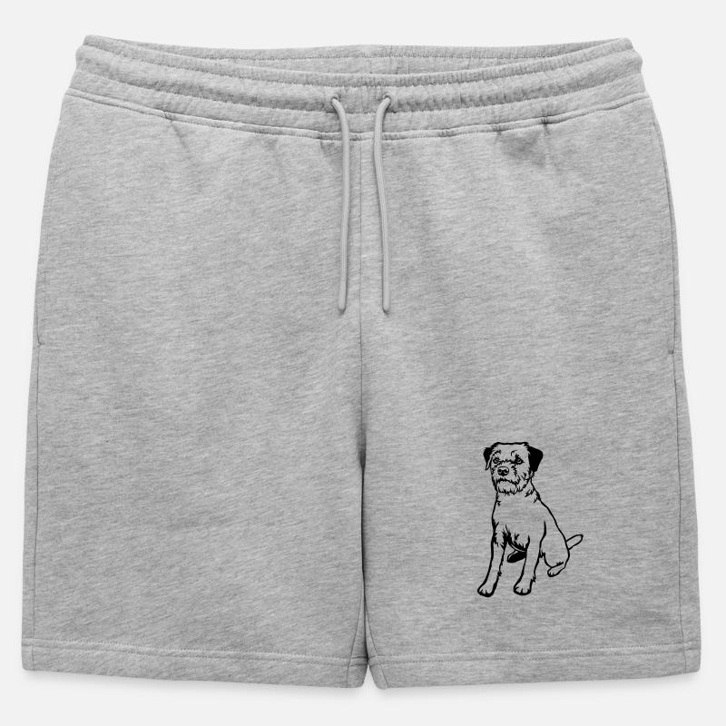 Border Terrier - Männer Premium Organic Sweatshorts - Grau meliert