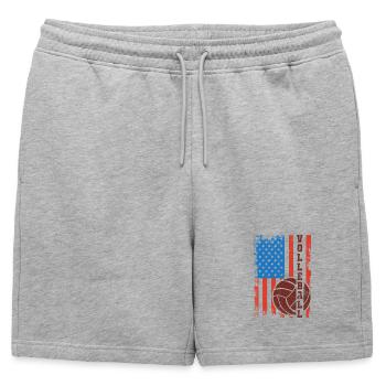 Patriotic volleyball player - Mens' Premium Organic Sweatshorts - heather grey - Front - AI Model Male 178 light (178cm)