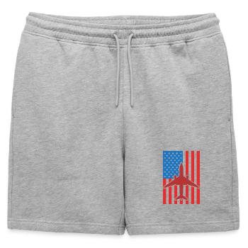 Avion Drapeau des États-Unis - Short de survêtement homme premium - gris chiné - Devant - AI Model Male 178 light (178cm)
