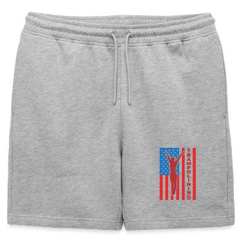 Trampoline Jumping July 4 USA - Mens' Premium Organic Sweatshorts - heather grey - Front - AI Model Male 178 light (178cm)