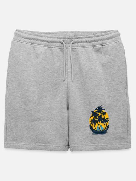Sonnenuntergang am Palmenboot - Männer Premium Organic Sweatshorts - Grau meliert