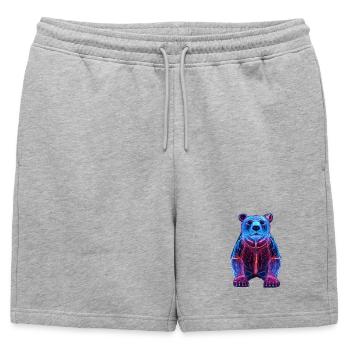 Ours néon dans le cyber design - Short de survêtement homme premium - gris chiné - Devant - AI Model Male 178 light (178cm)