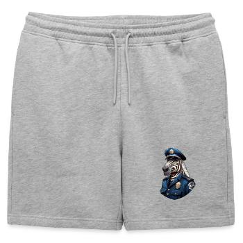 Policier zèbre - Short de survêtement homme premium - gris chiné - Devant - AI Model Male 178 light (178cm)