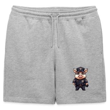 Policier cochon - Short de survêtement homme premium - gris chiné - Devant - AI Model Male 178 light (178cm)