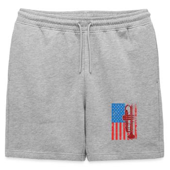 US Trumpeter - Mens' Premium Organic Sweatshorts - heather grey - Front - AI Model Male 178 light (178cm)