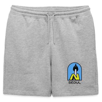 SEOUL - N Seoul Tower - Short de survêtement homme premium - gris chiné - Devant - AI Model Male 178 light (178cm)