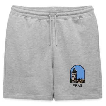 Prague - Pont Charles - Tour du Pont de la Vieille Ville - Short de survêtement homme premium - gris chiné - Devant - AI Model Male 178 light (178cm)